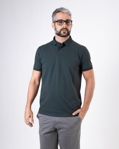 Polo piquet pima marinho.