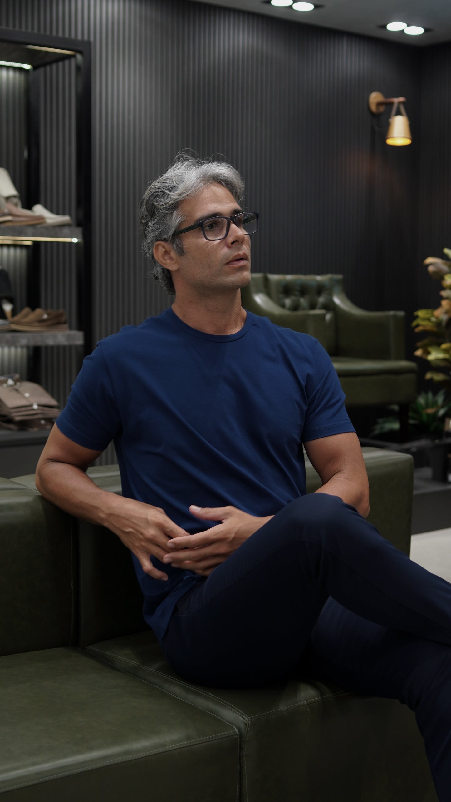 Camiseta egípcio + elastano azul