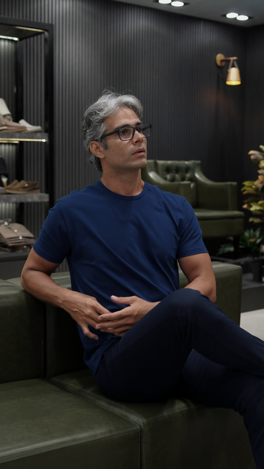 Camiseta egípcio + elastano azul